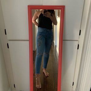 Fashion Nova Light Wash Floral Embroidered Jeans